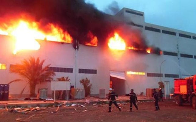 القنيطرة..حريق مهول بالوحدة الصناعية “مافاكو”