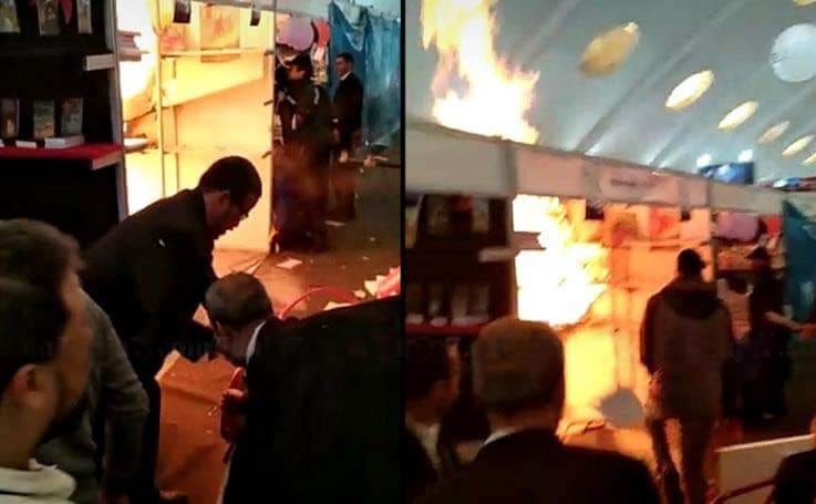 اندلاع حريق داخل رواق في المعرض الدولي للنشر والكتاب بالدار البيضاء (فيديو)