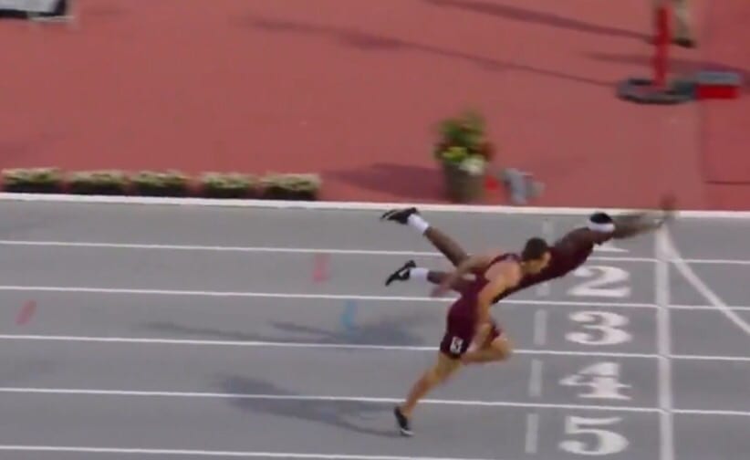 بالفيديو.. عدّاء “يطير” في آخر لحظة ليفوز بالسباق