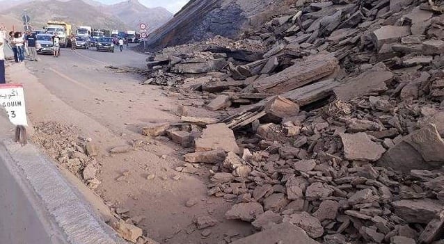 انهيار جزء من الطريق الوطنية رقم 9 في تيشكا