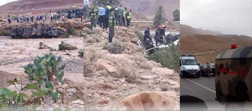 فاجعة الرشيدية. وفاة السائق ومساعده في حالة حرجة والسيول توقف البحث عن المفقودين