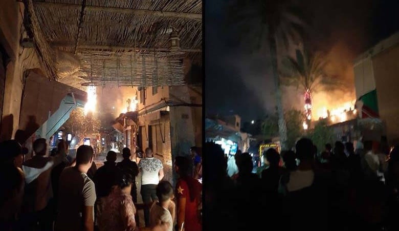 مراكش. النيران تلتهم “بازار” ونخلة في “باب دكالة” وتفزع السكان
