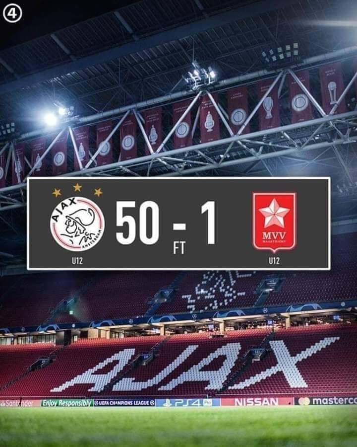 هادشّي ف الكورة.. 50 هدفا أمطر بها أشبال أجاكس شباك “منافسهم”