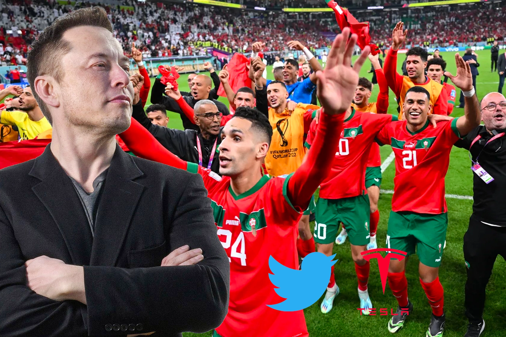 إيلون ماسك “مالك تويتر” يهنئ المنتخب المغربي بفوزه على البرتغال