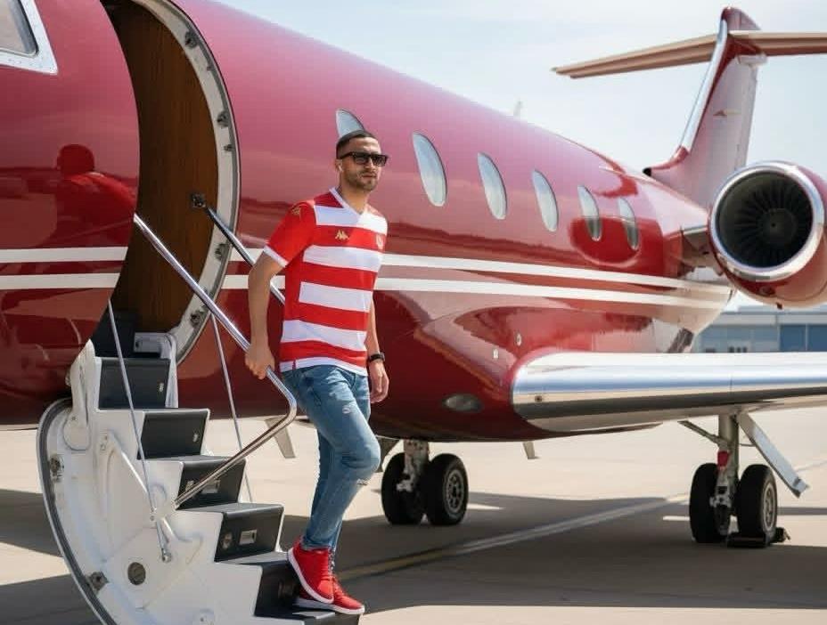 الوافد الجديد على الوداد النجم زياش يحل بالبيضاء على متن طائرة خاصة