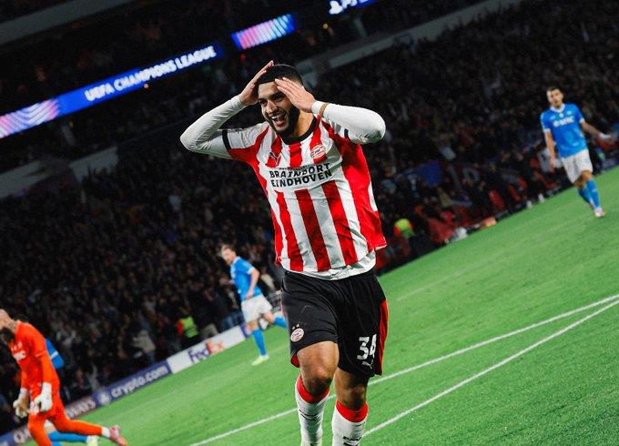 دوري أبطال أوروبا.. صيباري والدريوش يقودان آيندهوفن لاكتساح نابولي