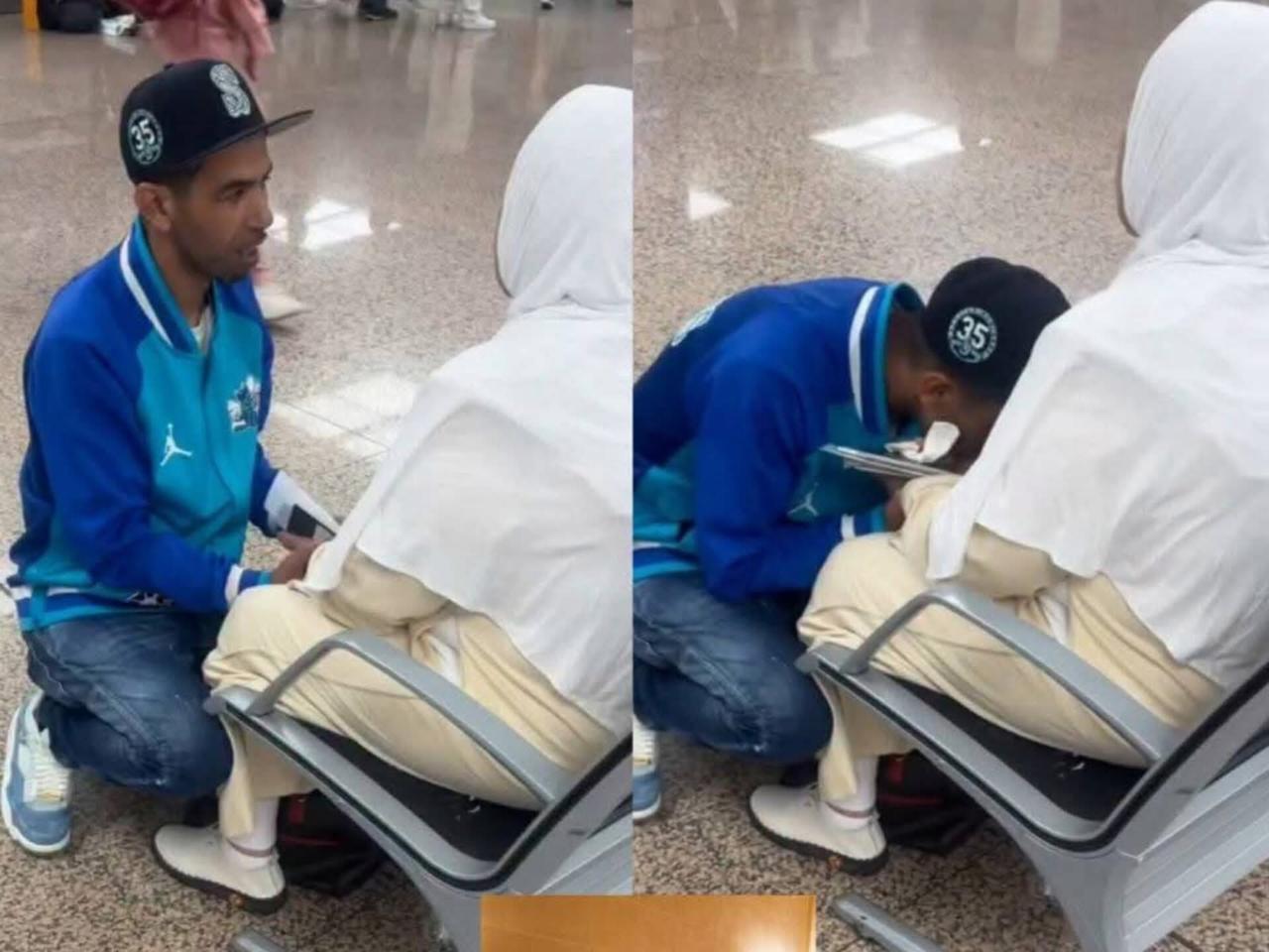 والد لامين يامال يقبل رجل أمه في المطار .. ما القصة؟