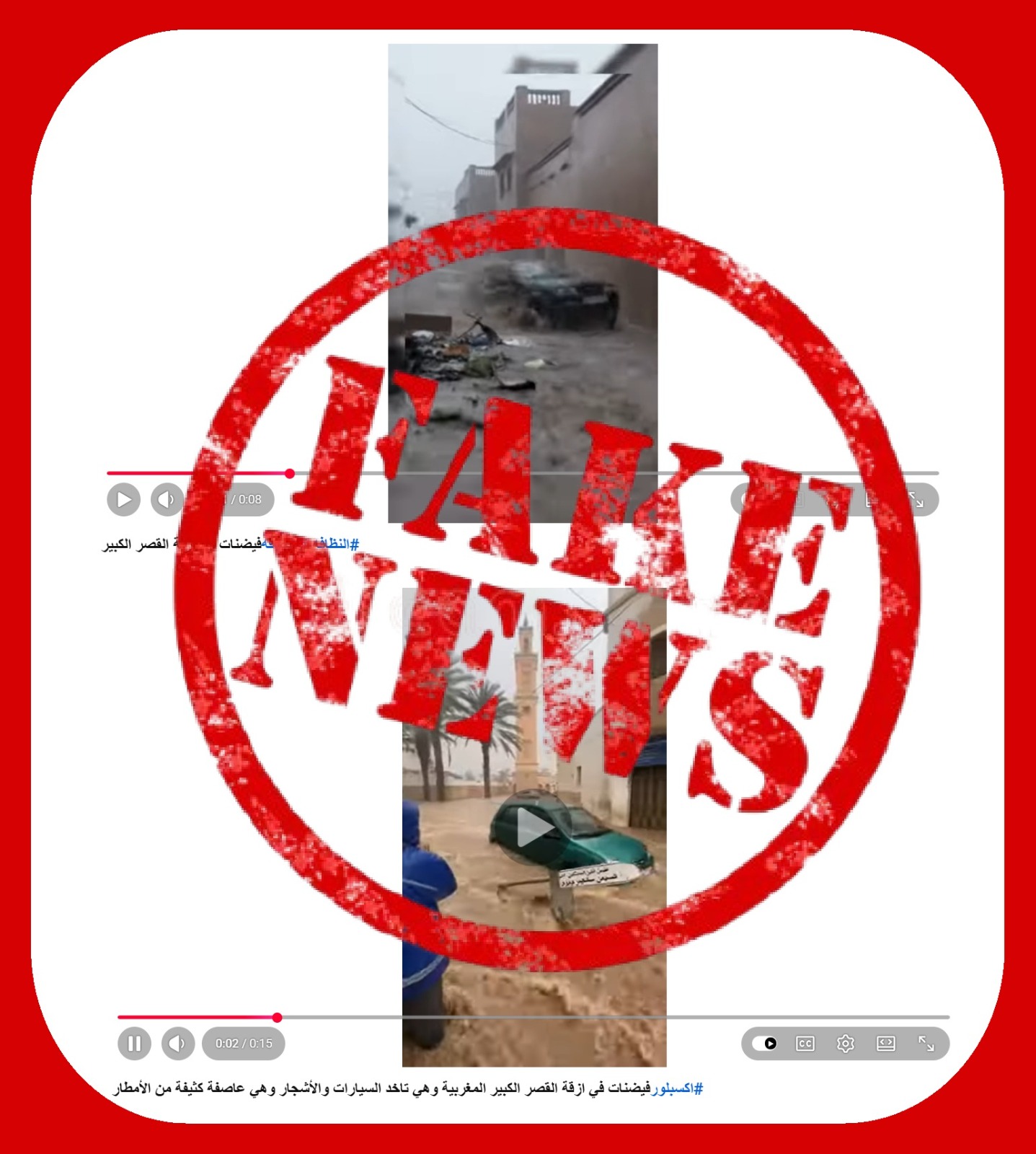 سيارات غارقة وشوارع مدمرة.. القصة الكاملة لفيديوهات القصر الكبير “المزيفة”