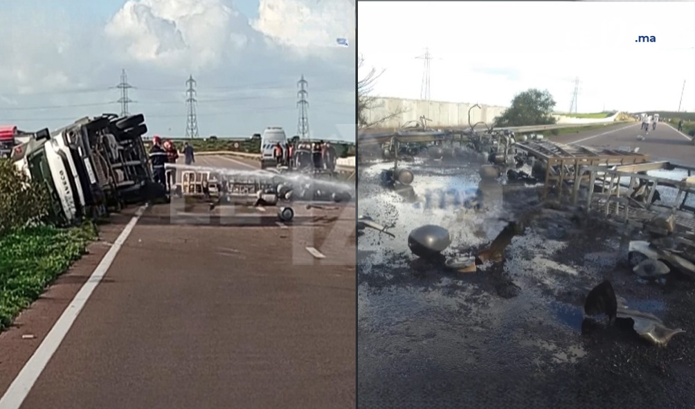رعب على الطريق السيار.. انقلاب شاحنة محملة بقنينات الغاز يشلّ حركة السير بين البيضاء وبرشيد