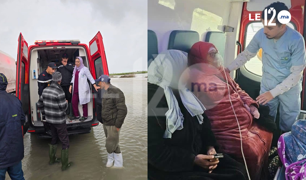 سيدي قاسم ….أطقم الصحة والوقاية المدنية تنجح في إجلاء حالات مستعجلة وسط فيضانات الحوافات