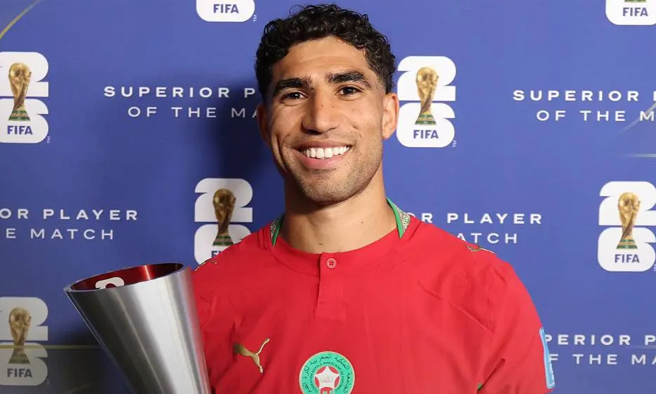 تتويج أشرف حكيمي بجائزة “أفضل لاعب” في مباراة المغرب و هايتي